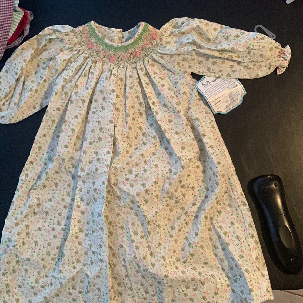 Smocked  long dress with long sleeves